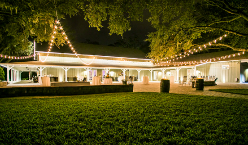 Bowing Oaks Stringed Lights and Covered Barn